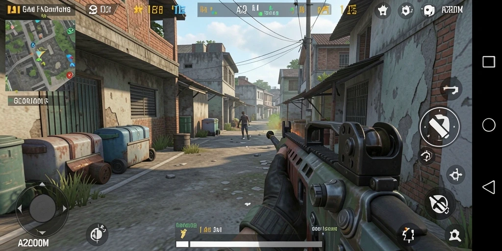 Tampilan gameplay A200M yang mengasyikkan dan penuh aksi FPS.