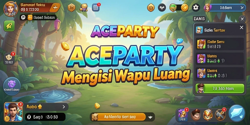 Tampilan ceria permainan Idle ACEPARTY dengan karakter yang menggemaskan.