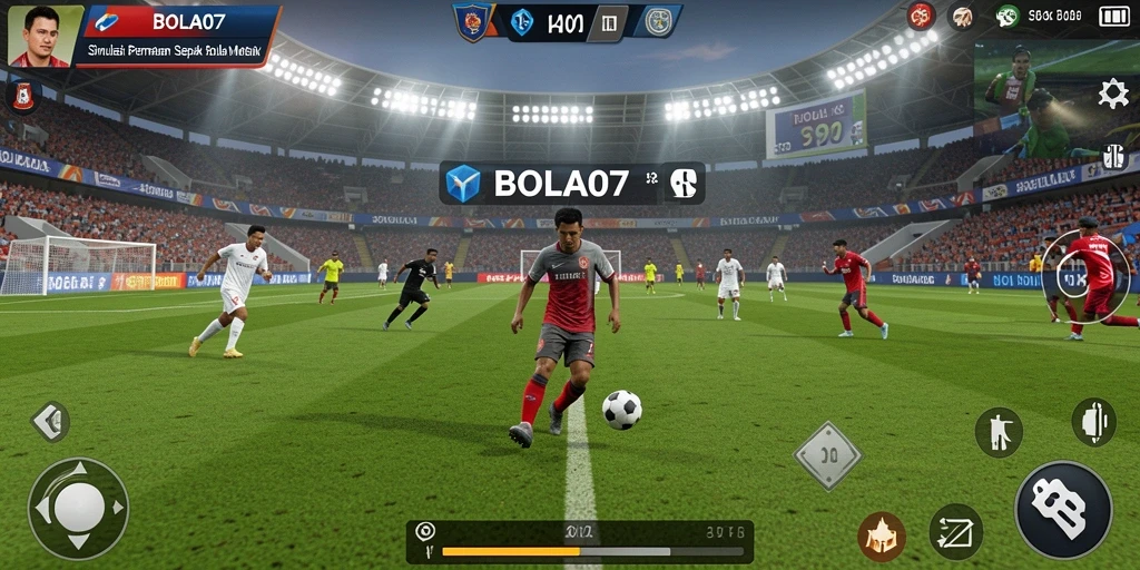 Gameplay seru BOLA07 dalam simulasi sepak bola.