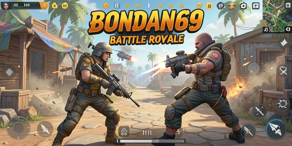 Tampilan aksi mendebarkan dalam BONDAN69 di arena Battle Royale.