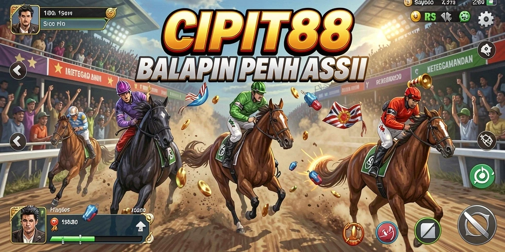 Screenshot menampilkan aksi balapan seru di CIPIT88 dengan mobil cepat.