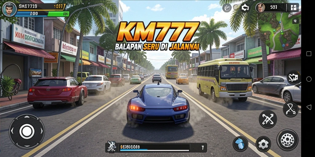 Tangkapan layar dari gameplay balapan seru di KM777.