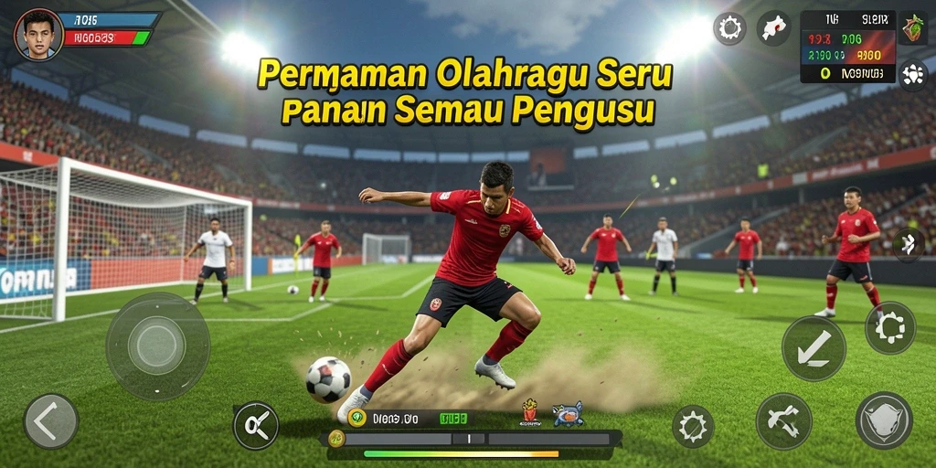 Screenshot utama N06 menampilkan aksi seru dalam pertandingan olahraga.