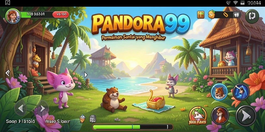 Tampilan menarik dari gameplay PANDORA99 yang penuh warna.
