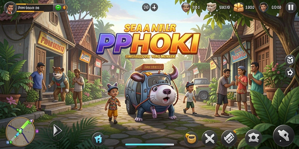 Tangkapan layar gameplay PPHOKI yang menunjukkan karakter berinteraksi dan beraktivitas.
