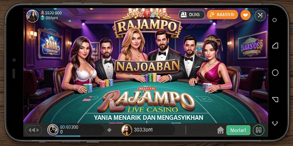 Screenshot menunjukkan dealer profesional dalam aksi di game Live Casino.