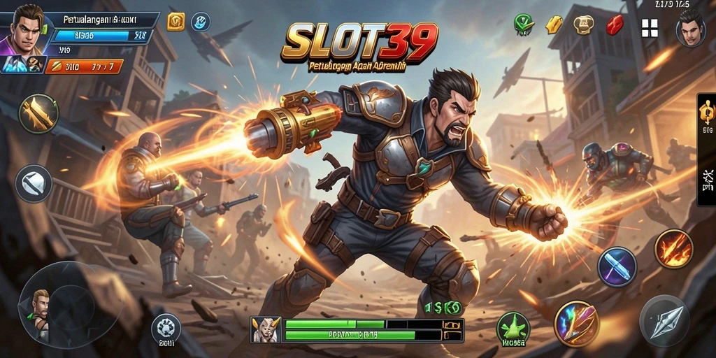 Screenshot menunjukkan aksi seru dalam SLOT39 dengan karakter bertempur dan grafis menawan.