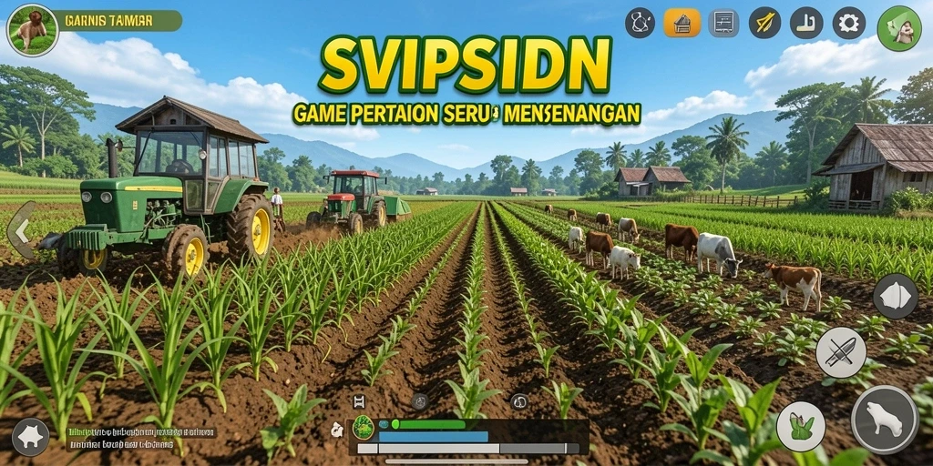 Tangkapan layar gameplay SVIPSIDN menampilkan aktivitas bertani yang menyenangkan.