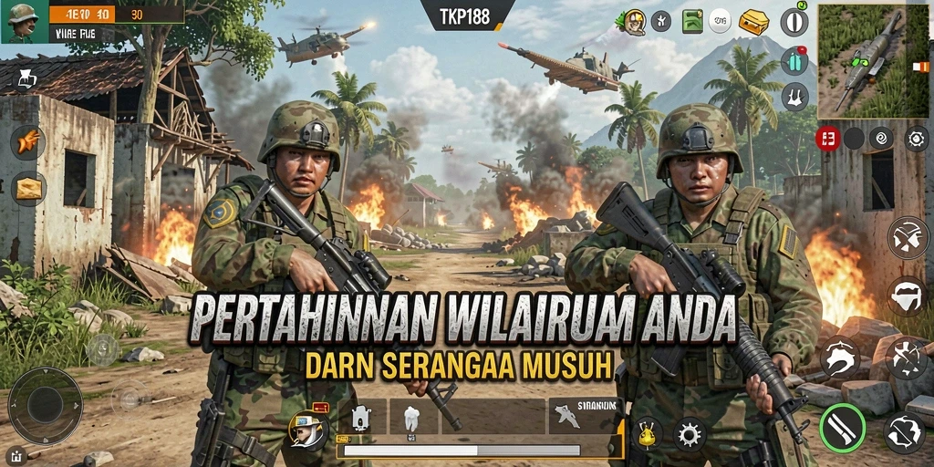Tangkapan layar gameplay TKP188 yang menampilkan aksi Tower Defense yang seru.